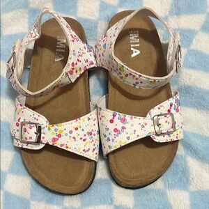 Kids White Multicolor Dot Adjustable Sandals